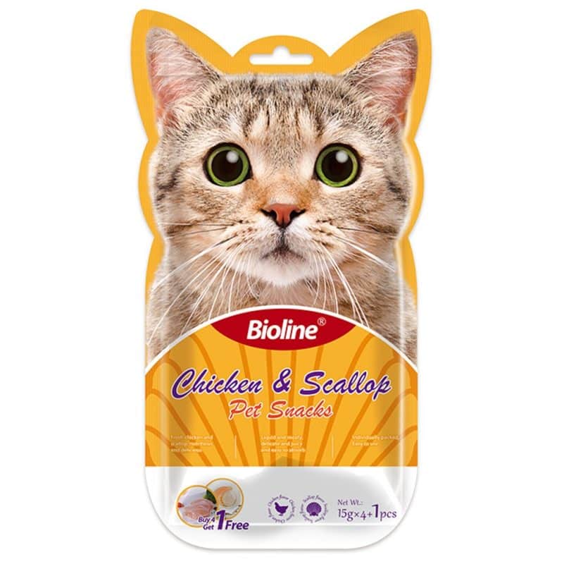 Scrumptious Chicken & Scallop Flavor Bioline Cat Treats 15g