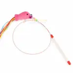 Cat Toy String Fish Teaser with Natural Feathers