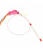 Cat Toy String Fish Teaser with Natural Feathers