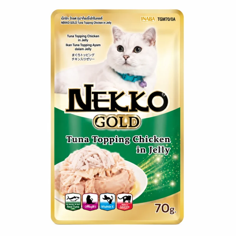 Nekko Gold Tuna Topping Chicken in Jelly cat food pouch 70g