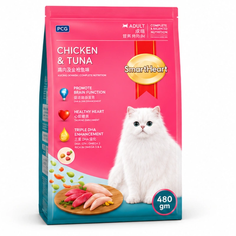 SmartHeart Adult Cat Food Chicken & Tuna 480g Complete & Balanced Nutrition