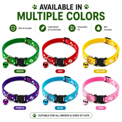Adjustable Cat Collar with Bell Features Benefits and Multiple Colors
