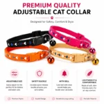 Premium Quality Adjustable Cat Collar with Bell and Love Print Design