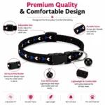 Adjustable Cat Collar Features Adjustable Fit and Bell