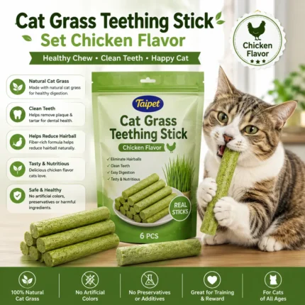 Cat Grass Teething Stick Set Chicken Flavor 6Pcs dental treat for cats in Bangladesh