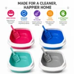 Cat litter box features including odor control easy cleaning and durable plastic