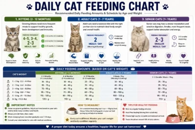 Daily cat feeding chart by age and weight