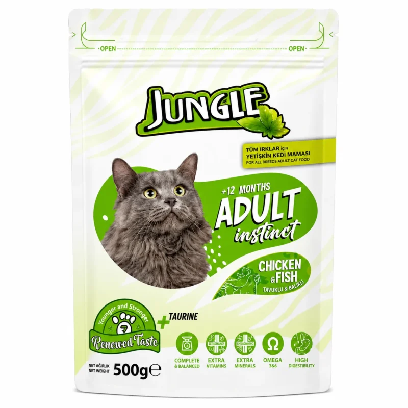Jungle Adult Cat Food Chicken & Fish 500gm dry food for adult cats in Bangladesh