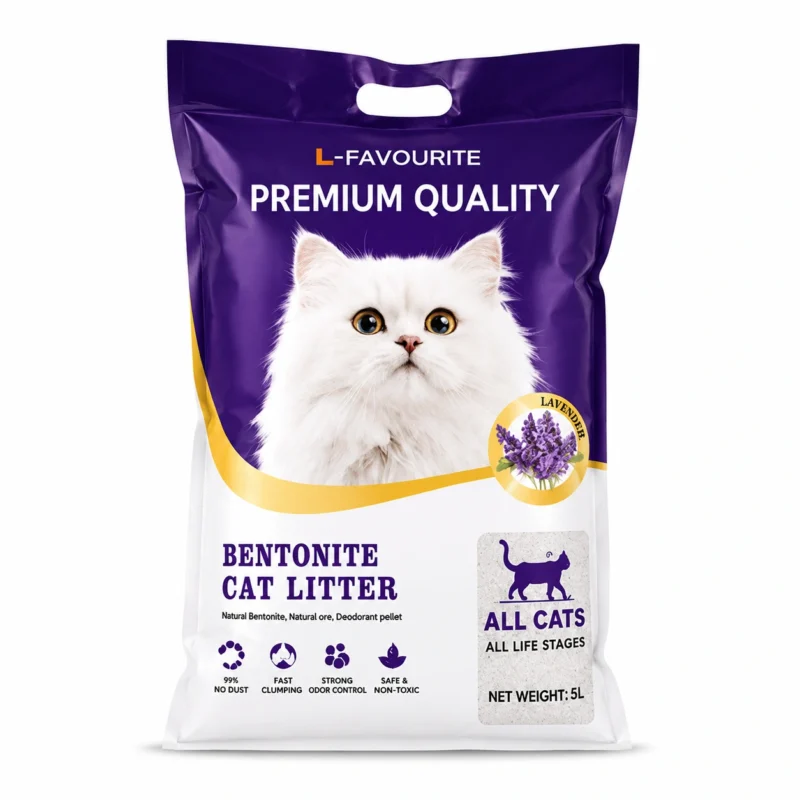 Lavender Bentonite Cat Litter 5L premium clumping cat litter with odor control and low dust formula