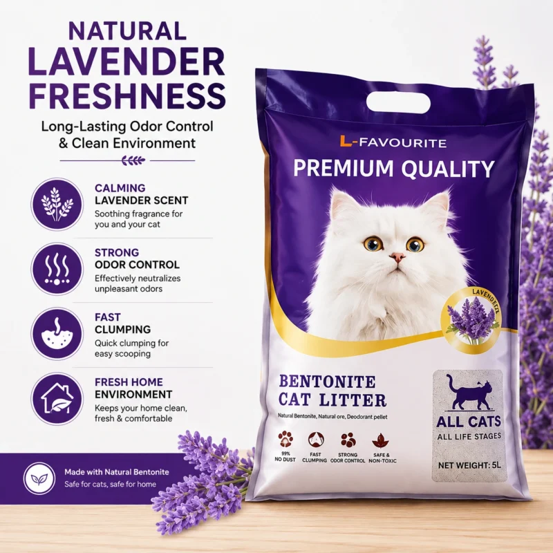 Lavender Bentonite Cat Litter odor control and fresh lavender fragrance benefits