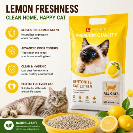 Lemon Bentonite Cat Litter odor control and lemon freshness benefits for cats