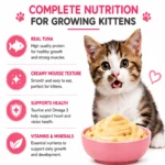 Complete nutrition benefits of Nekko Kitten Tuna Mousse for growing kittens