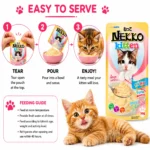 Real tuna Omega 3 taurine and Vitamin E ingredients in Nekko Kitten Tuna Mousse