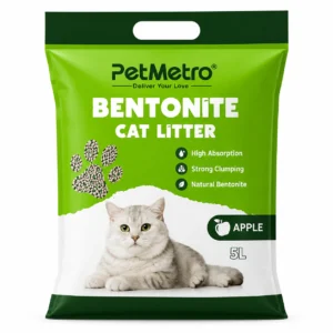 PetMetro Apple Scent Cat Litter 5L premium bentonite cat litter with strong clumping and odor control