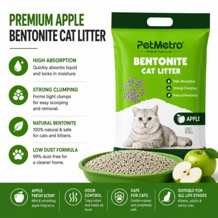 PetMetro Apple Scent Cat Litter 5L with fresh apple fragrance and odor control