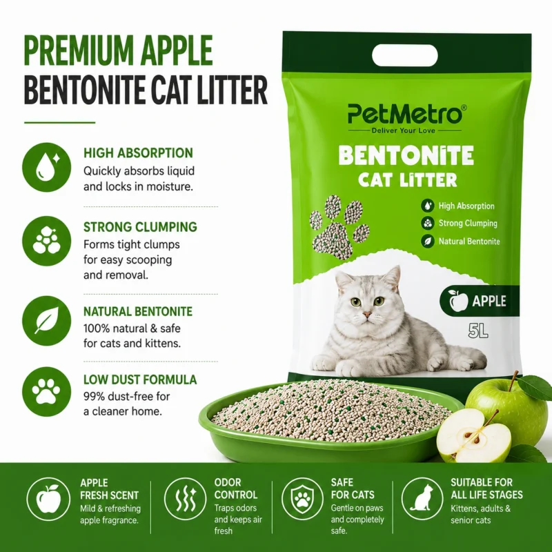 PetMetro Apple Scent Cat Litter 5L with fresh apple fragrance and odor control