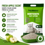 Benefits of PetMetro Apple Scent Cat Litter 5L including strong clumping high absorption and low dust