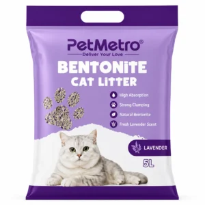 PetMetro Lavender Scent Cat Litter 5L premium bentonite cat litter with strong clumping and odor control
