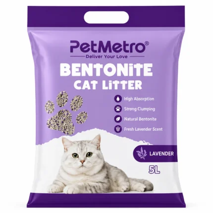PetMetro Lavender Scent Cat Litter 5L premium bentonite cat litter with strong clumping and odor control