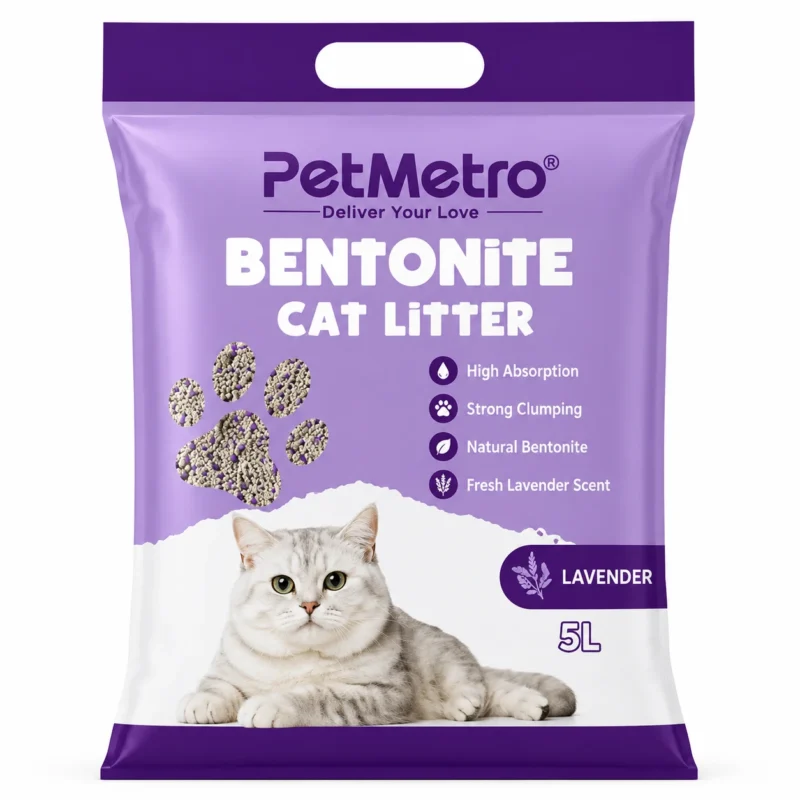 PetMetro Lavender Scent Cat Litter 5L premium bentonite cat litter with strong clumping and odor control