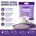 Benefits of PetMetro Lavender Scent Cat Litter 5L including strong clumping high absorption and low dust