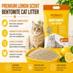 Benefits of PetMetro Lemon Scent Cat Litter 5L including strong clumping high absorption and low dust