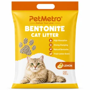 PetMetro Lemon Scent Cat Litter 5L premium bentonite cat litter with strong clumping and odor control