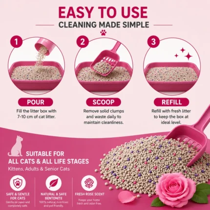 How to use PetMetro Rose Scent Cat Litter 5L in a litter box