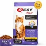 Rexy Plus Kitten Cat Food Chicken Formula 1kg with high quality nutrition for growing kittens.