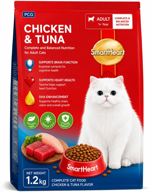SmartHeart Adult Cat Food Chicken and Tuna 1.2kg dry cat food complete and balanced nutrition
