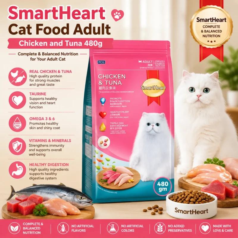 SmartHeart Cat Food Adult Chicken and Tuna 480g dry cat food in Bangladesh