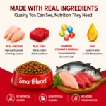 SmartHeart Chicken and Tuna adult cat food features and nutritional support