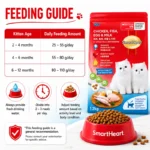 Smart Heart Kitten Cat Food feeding guide daily feeding amount for kittens
