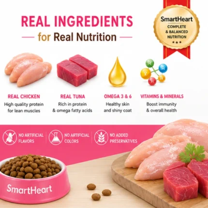 SmartHeart Adult Cat Food Chicken and Tuna 480g dry food package