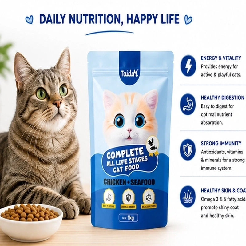 Taidom cat food daily nutrition with energy support, strong immunity, healthy digestion, and skin care.
