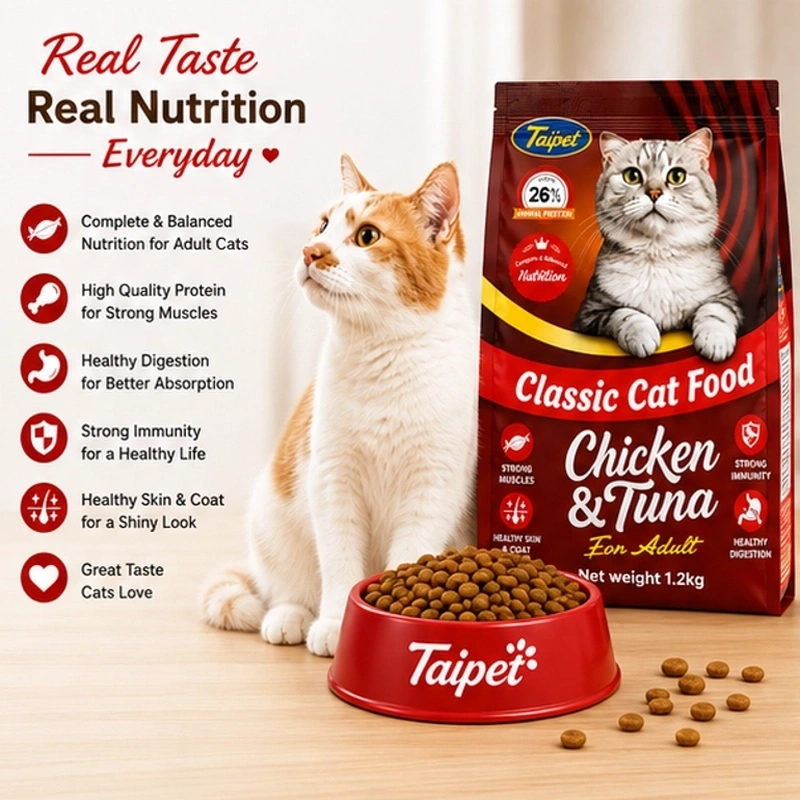 Taipet Chicken and Tuna cat food complete and balanced nutrition for adult cats
