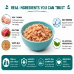 Complete balanced nutrition and hydration benefits of Taipet chicken and tuna wet cat food