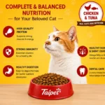 Benefits of Taipet Classic Cat Food Chicken and Tuna for adult cats with strong muscles healthy digestion and immunity