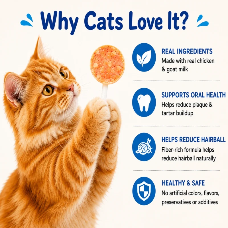 Taipet Lollipop Cat Treat quality ingredients with no artificial colors or preservatives