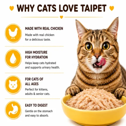 Benefits of Taipet Chicken Wet Food for hydration digestion and cats of all ages