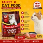 Taipet Classic Cat Food Chicken and Tuna for Adult Cats 1.2kg Bangladesh