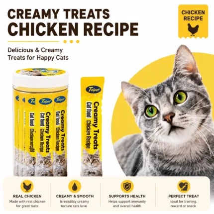 Taipet Creamy Cat Treat Chicken Recipe 25pcs creamy cat snack with real chicken for cats