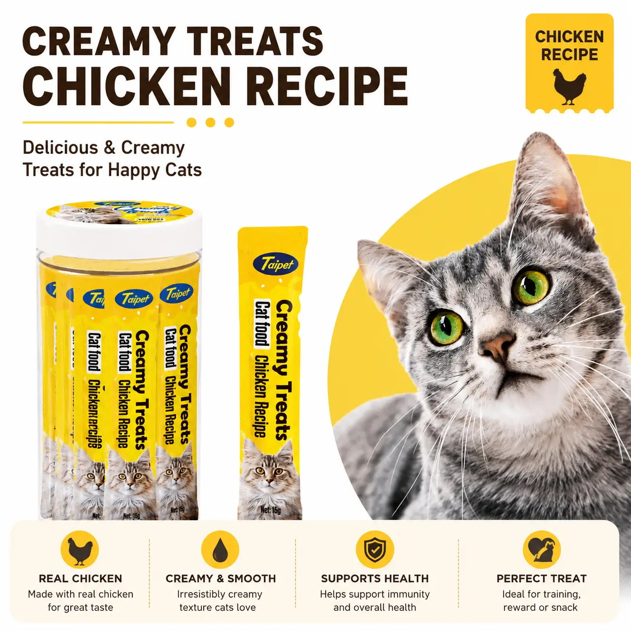 Taipet Creamy Cat Treat Chicken Recipe 25pcs Taipet Creamy Cat Treat Chicken Recipe 25pcs creamy cat snack with real chicken for cats