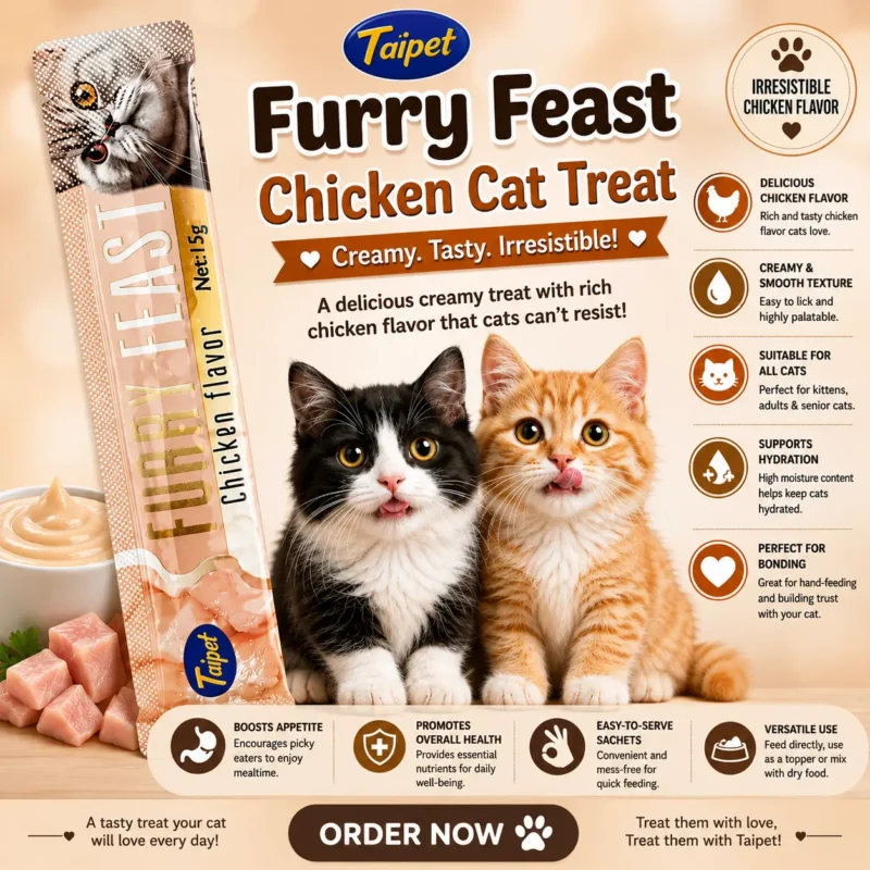 Taipet Furry Feast Chicken Flavor Creamy Cat Treat lickable cat snack in Bangladesh