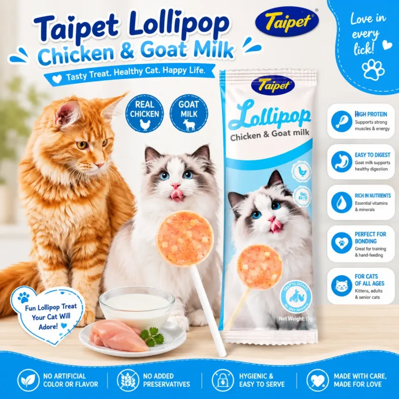 Taipet Lollipop Chicken and Goat Milk cat treat for cats in Bangladesh