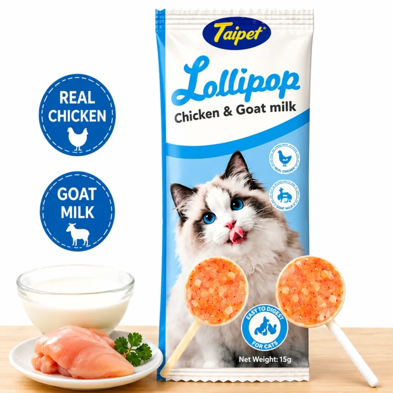Taipet Lollipop Chicken and Goat Milk Cat Treat 15g for Cats