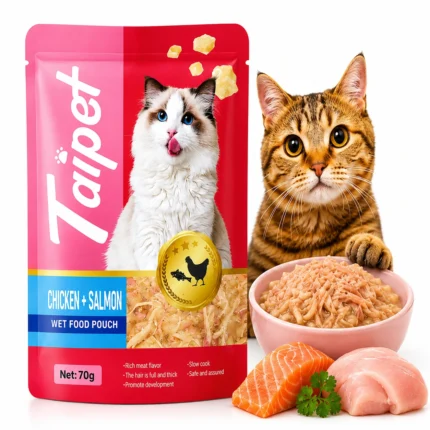Taipet Chicken and Salmon wet cat food pouch 70g premium complete nutrition