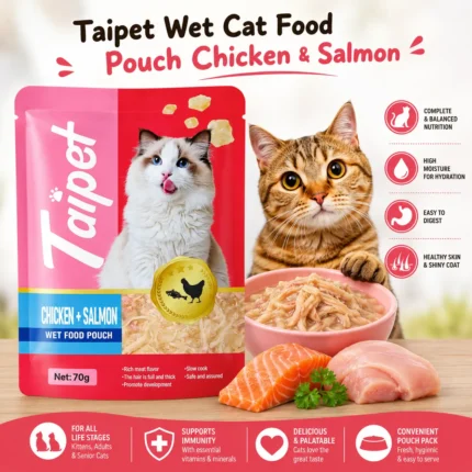 Taipet Wet Cat Food Pouch Chicken and Salmon premium wet cat food in Bangladesh