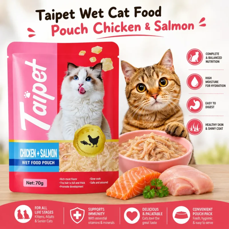 Taipet Wet Cat Food Pouch Chicken and Salmon premium wet cat food in Bangladesh