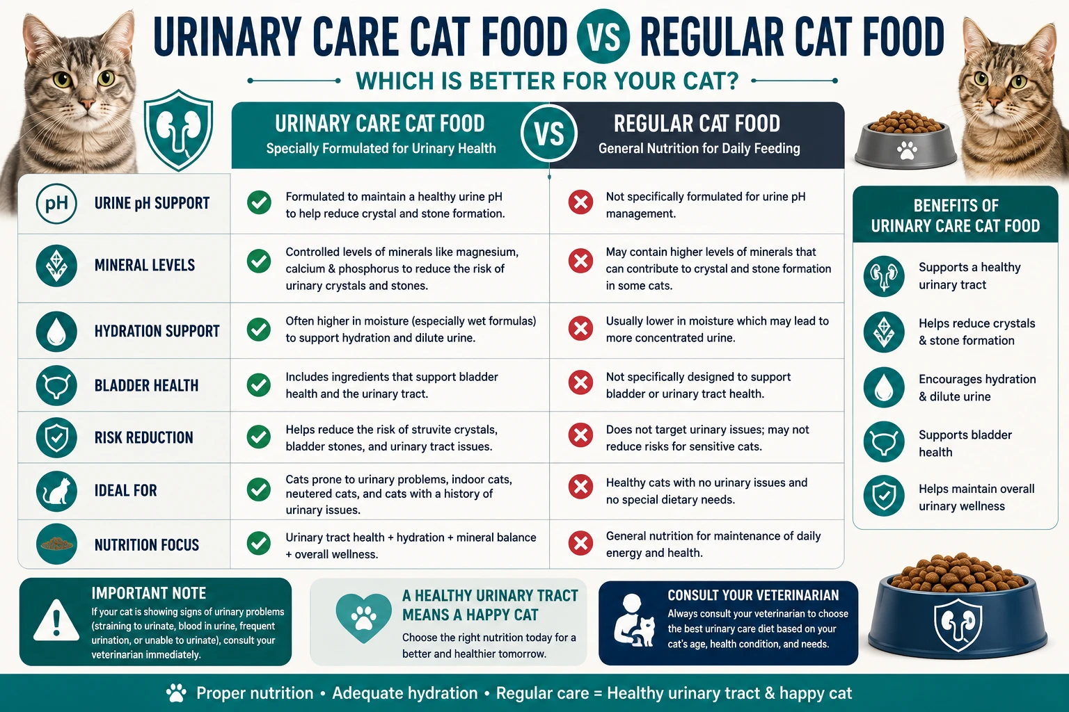 Choosing Food for Urinary Health vs Regular Cat Food Comparison
